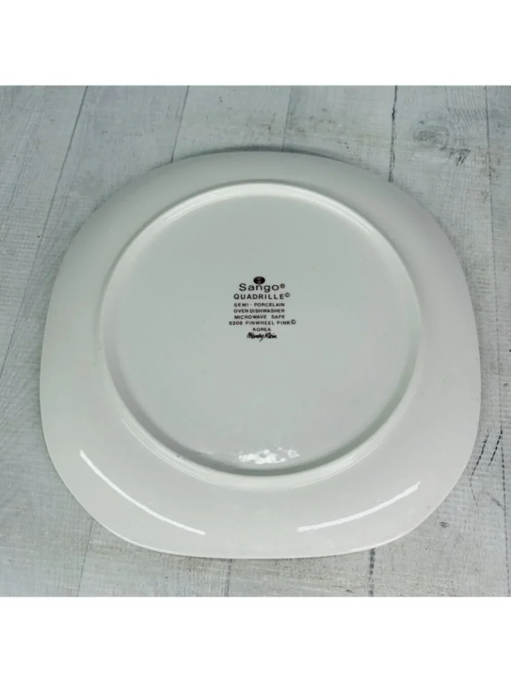 1980's Sango Quadrille PINWHEEL PINK Wave Semi Porcelain Dinner Plates Set 3